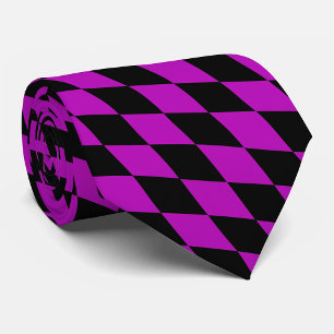 Cravate Motif à carreaux diamants noir violet Harlequin