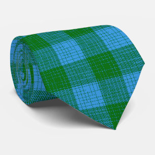Cravate Motif à carreaux et hachures bleu et vert