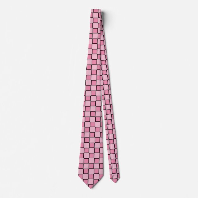 Cravate Motif à carreaux rose (Devant)