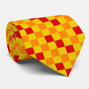 Cravate Motif à carreaux rouge orange jaune Design