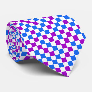 Cravate Motif à carreaux violet bleu et blanc