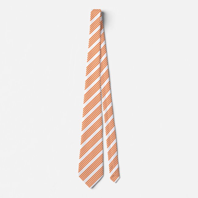 Cravate Motif à cinq bandes orange et blanc (Devant)