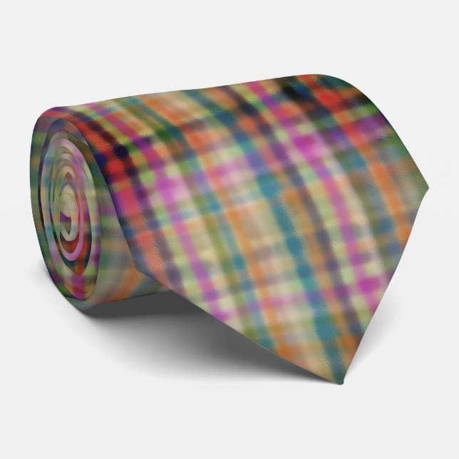 cravate motif à damiers coloré (Roulé)