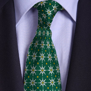 Cravate Motif à fleurs à pinces vertes