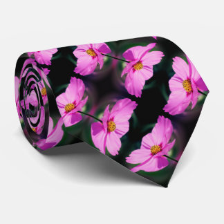 Cravate Motif à fleurs Cosmos rose unique