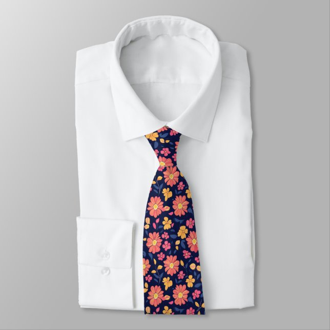 Cravate Motif à fleurs rétro (Attaché)