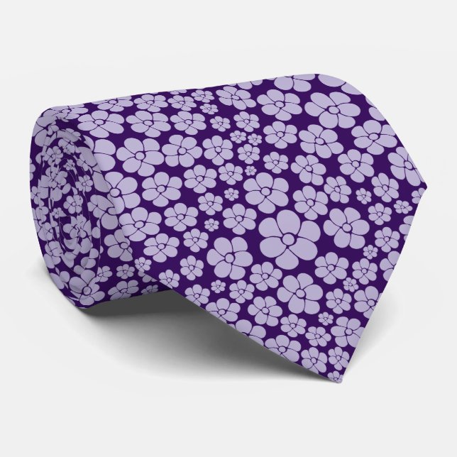 Cravate Motif à fleurs - violet (Roulé)