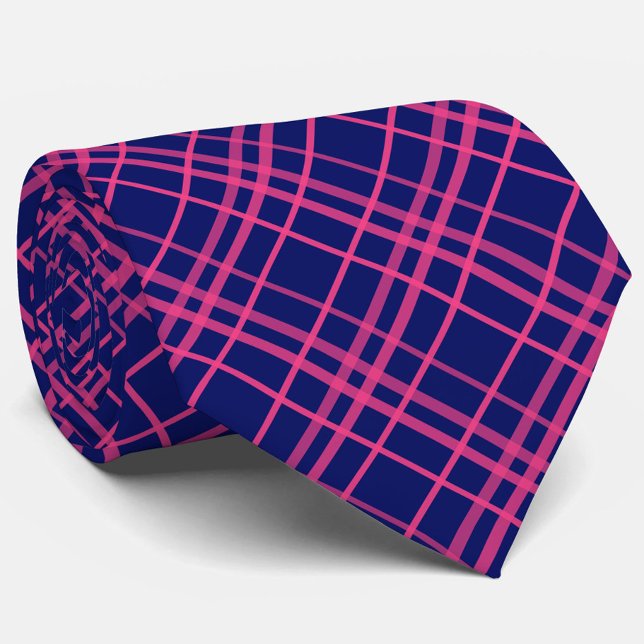 Cravate Motif à lignes à carreaux rose sur bleu  (Créateur téléchargé)