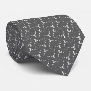 Cravate Motif à points gris argent sur gris foncé