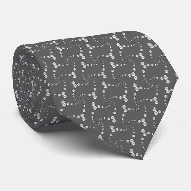 Cravate Motif à points gris argent sur gris foncé (Roulé)
