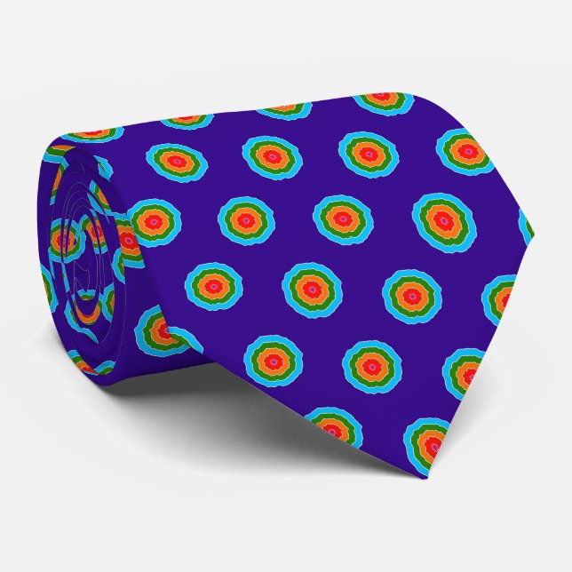 Cravate Motif à points rouges violet bleu vert orange (Roulé)