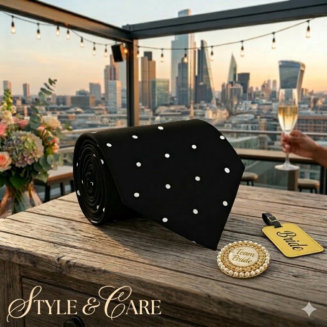 Cravate Motif à pois blanc classique noir formel (Classic White Polka Dot Pattern Black Formal Neck Tie)
