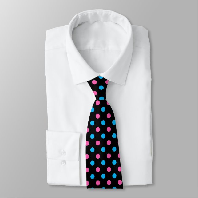 Cravate Motif à pois bleu noir rose (Attaché)
