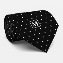 Motif à pois noir et blanc avec monogramme