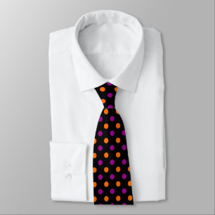 Cravate Motif à pois orange violet noir