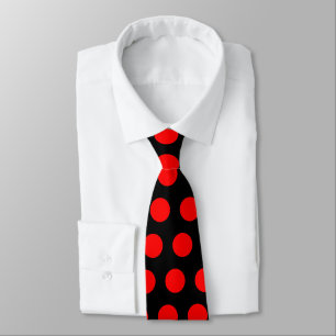 Cravate Motif à pois rouge vif et noir
