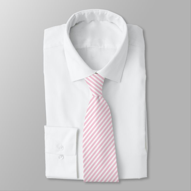 Cravate Motif à rayures blanches et roses diagonales (Attaché)