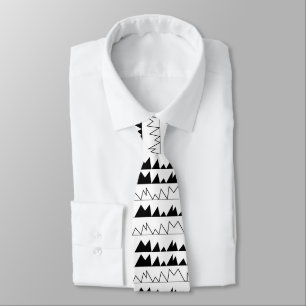 Cravate Motif à rayures chevron noir et blanc