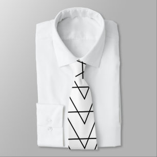 Cravate Motif à rayures chevron noir et blanc
