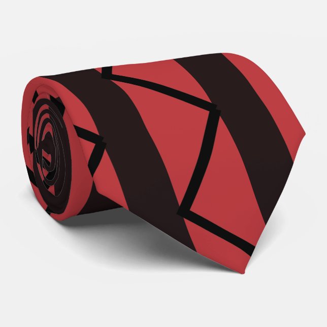 Cravate Motif à rayures Chevron rouge noir (Roulé)