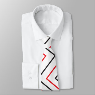Cravate Motif à rayures chevron verticales noir et rouge