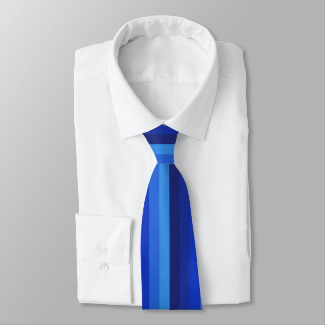 Cravate Motif à rayures dégradées bleues gras (Attaché)