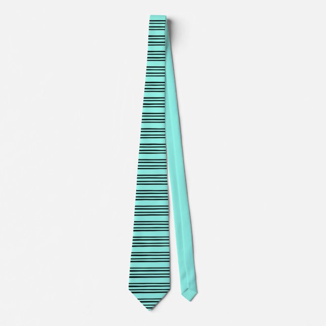 Cravate Motif à rayures élégant noir/turquoise (Devant)