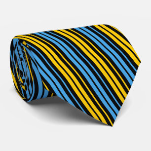 Cravate Motif à rayures verticales jaunes bleues et noires