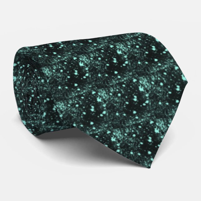Cravate Motif à répétition de taches turquoise dans l'espa (Roulé)