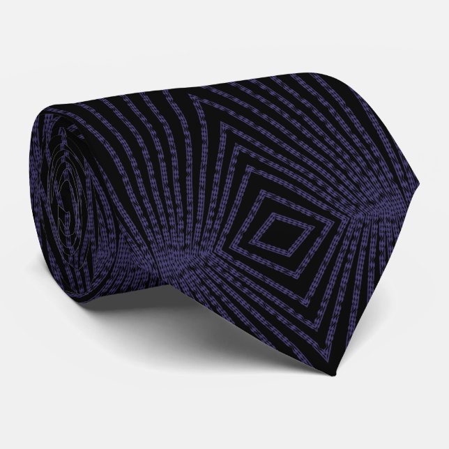 Cravate Motif à répétition symétrique avec bordure violett (Roulé)