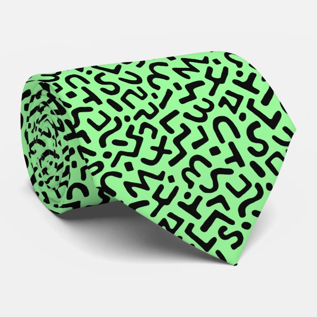 Cravate Motif Abstrait 170822 - Black on Mint Green (Roulé)