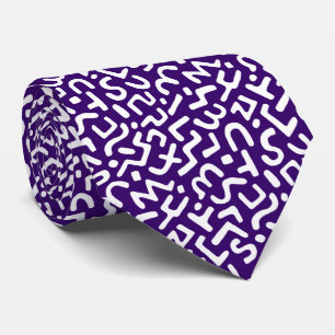Cravate Motif Abstrait 170822 - Blanc sur violet profond