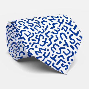 Cravate Motif Abstrait 170822 - Bleu de marine sur blanc