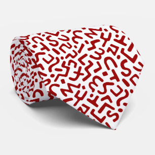 Cravate Motif Abstrait 170822 - Rouge rubis sur blanc