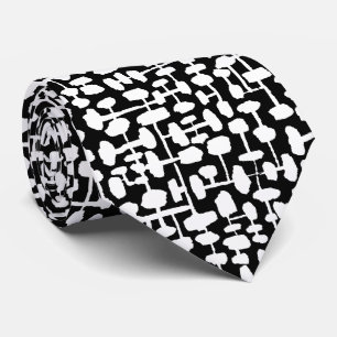 Cravate motif Abstrait 190621 Blanc sur noir