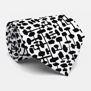 Cravate Motif abstrait 190621 Noir sur Blanc