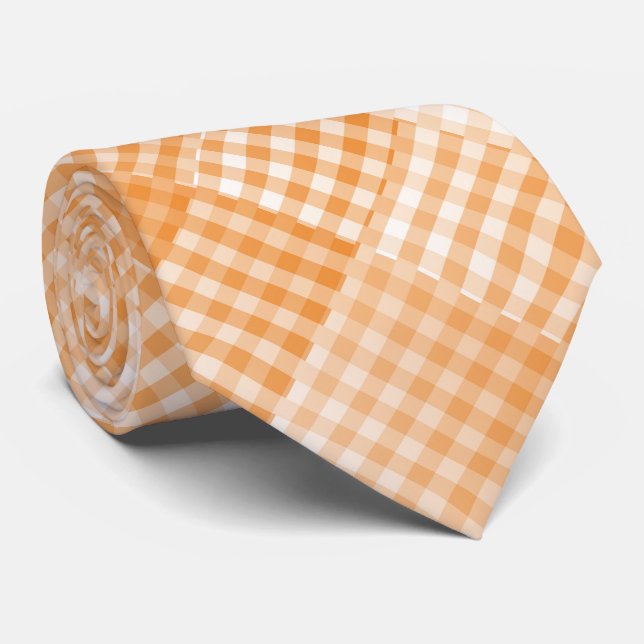 Cravate Motif abstrait à carreaux orange et blanc (Roulé)