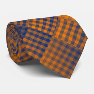Cravate Motif abstrait à carreaux orange et violet