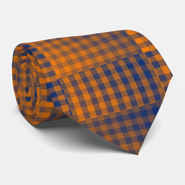Cravate Motif abstrait à carreaux orange et violet (Roulé)