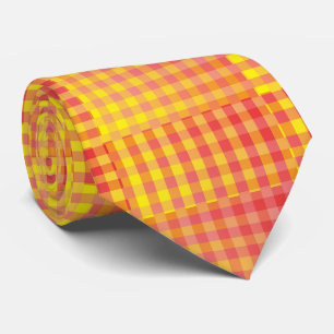 Cravate Motif abstrait à carreaux rouges et jaunes