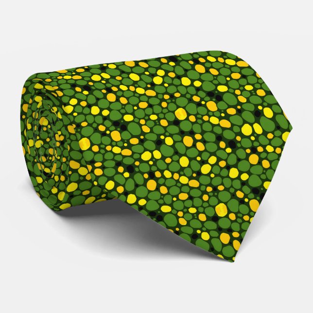 Cravate Motif Abstrait Amusant Vert Jaune Noir Maïs Pois (Roulé)