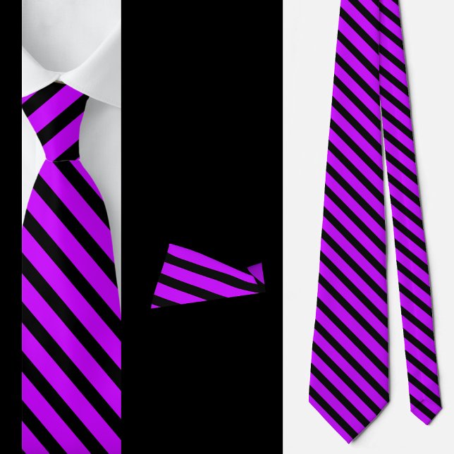 Cravate Motif Abstrait Black Purple Stripes (Créateur téléchargé)