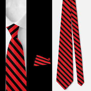 Cravate Motif Abstrait Black Red Stripes