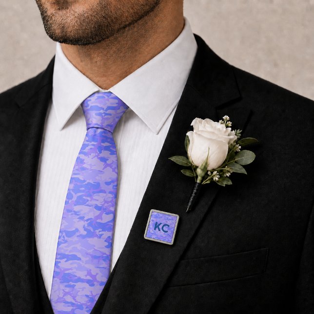 Cravate Motif Abstrait Bleu Pastel Camouflage (Camouflage Pastel Blue Abstract Pattern Neck Tie)