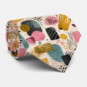 Cravate Motif Abstrait Bohème Moderne Texturé Coloré