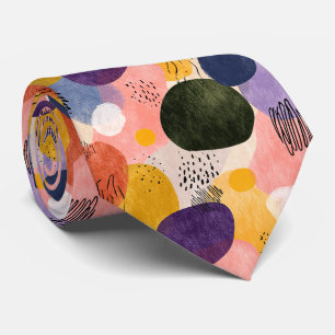 Cravate Motif Abstrait Boho vibrant Formes organiques