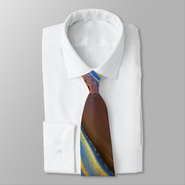 Cravate motif abstrait brun (Attaché)