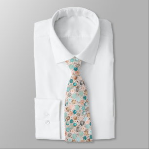 Cravate Motif Abstrait chatoyant en Turquoise, Rose