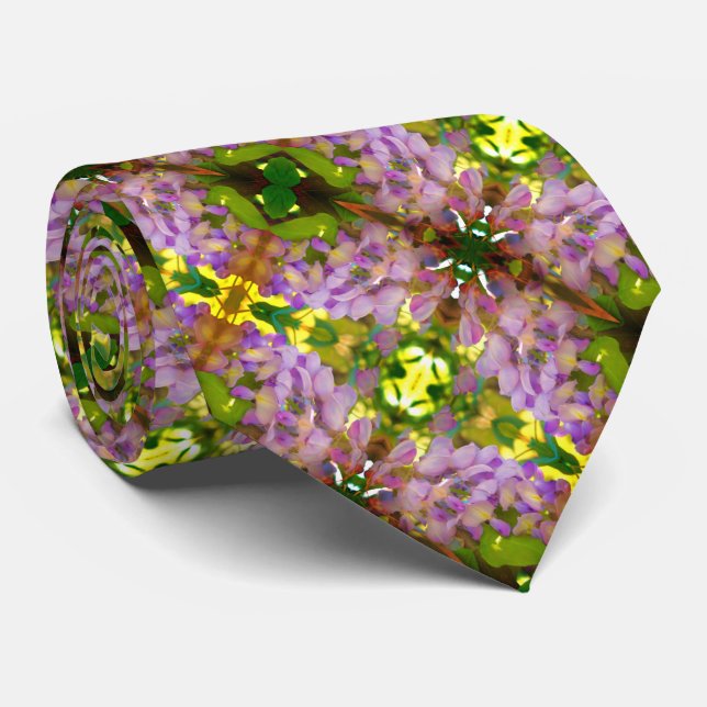 Cravate Motif Abstrait de fleurs de glycine violette (Roulé)