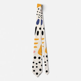 Cravate Motif Abstrait de Formes Organiques Memphis